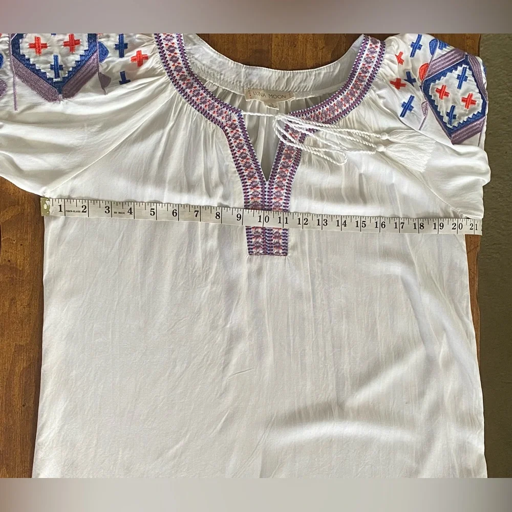 Luna Moon Size: Small Boho Embroidered Peasant Blouse - Picture 7 of 9